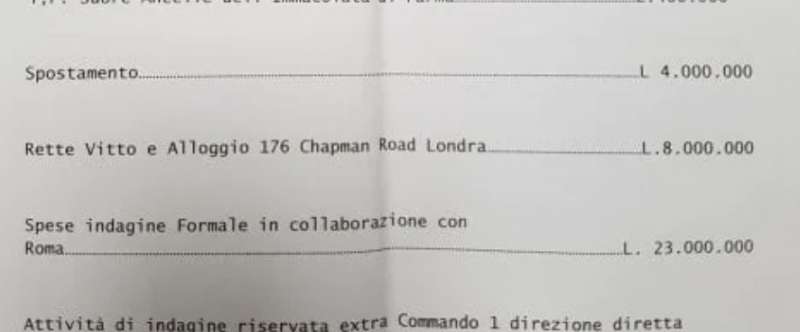 PRESUNTO RENDICONTO SPESE DEL VATICANO RELATIVE A EMANUELA ORLANDI