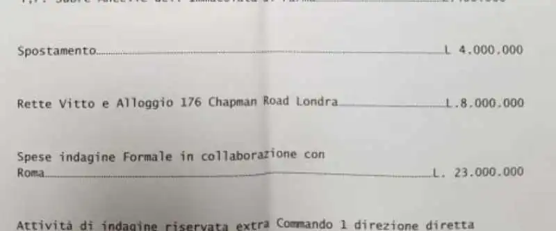 PRESUNTO RENDICONTO SPESE DEL VATICANO RELATIVE A EMANUELA ORLANDI