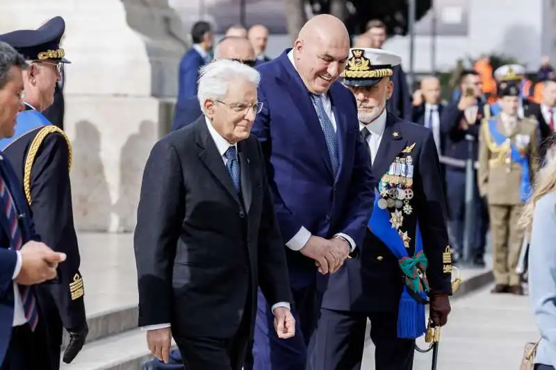 sergio mattarella guido crosetto giuseppe cavo dragone  all altare della patria 