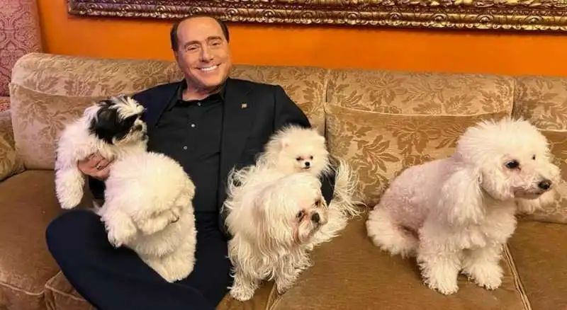 silvio berlusconi con i suoi cani