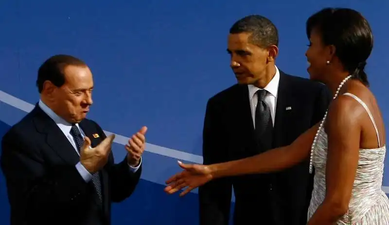 Silvio Berlusconi con michelle e barack obama