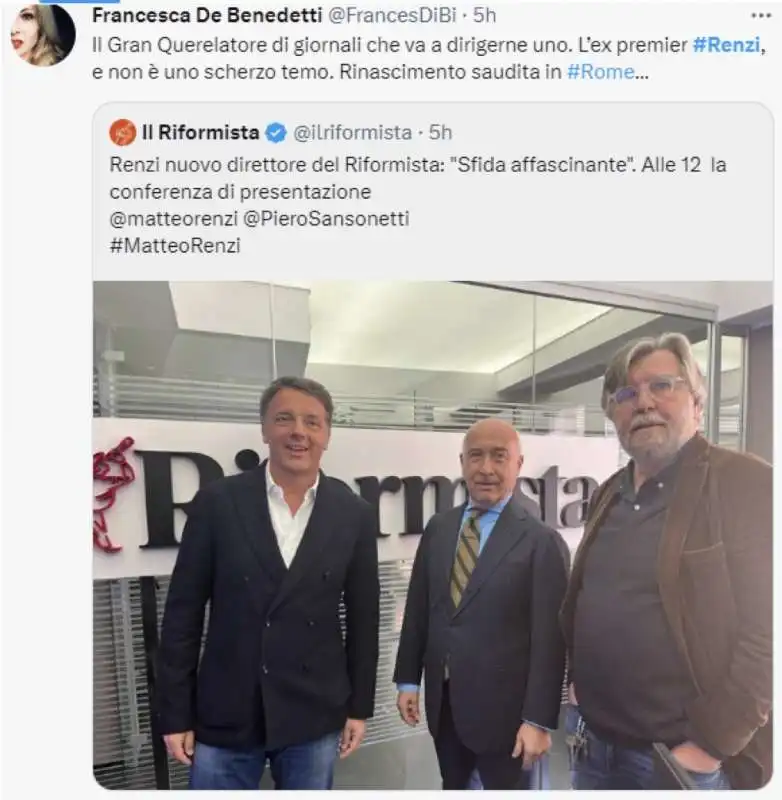 tweet su matteo renzi nuovo direttore del riformista 5