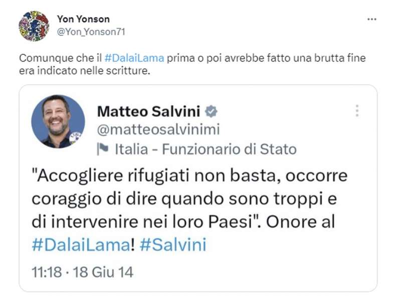 tweet sul dalai lama che si fa succhiare la lingua da un bambino 1