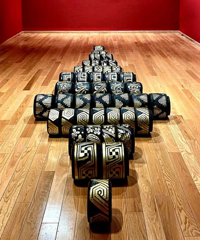 betsabee romero rolling totem of rubber and gold