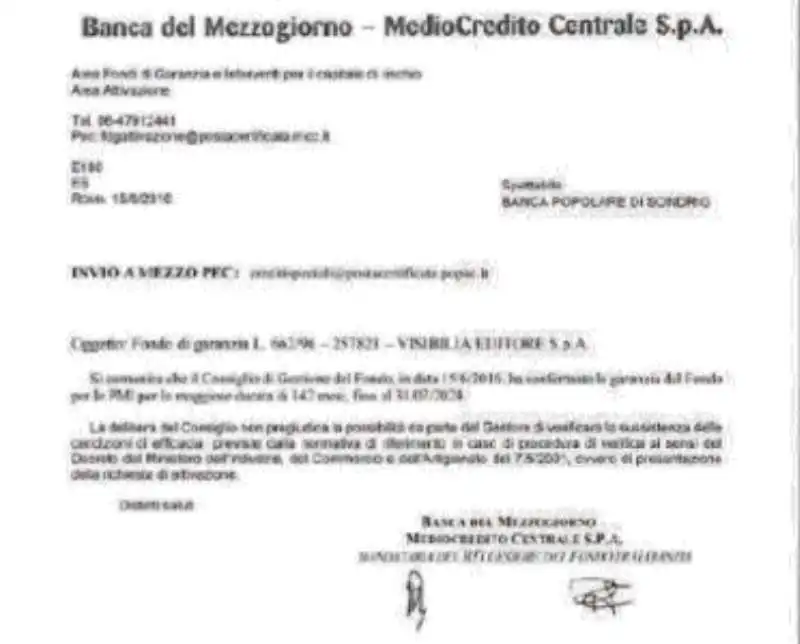 DOCUMENTO DEL 2016 CON CUI IL MEDIO CREDITO SI ACCOLLAVA 970 MILA EURO DI DILAZIONI A VISIBILIA