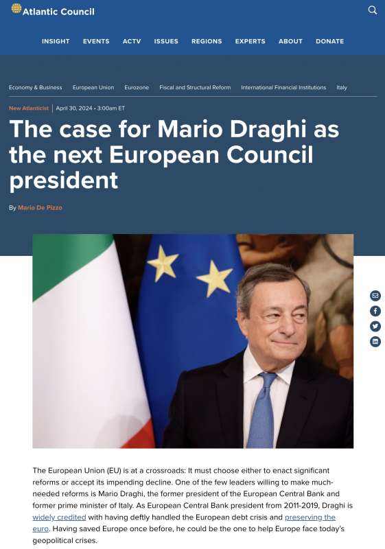 EDITORIALE DELL ATLANTIC COUNCIL SU MARIO DRAGHI