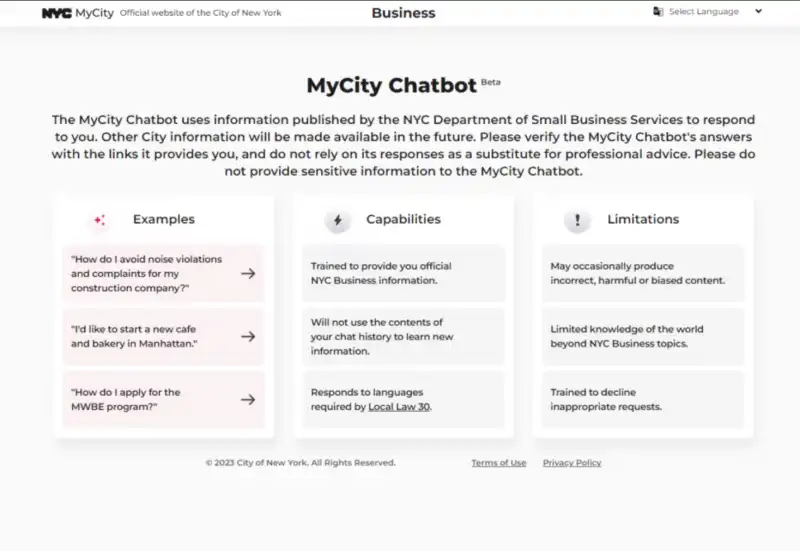 errori su MyCity Chatbot 