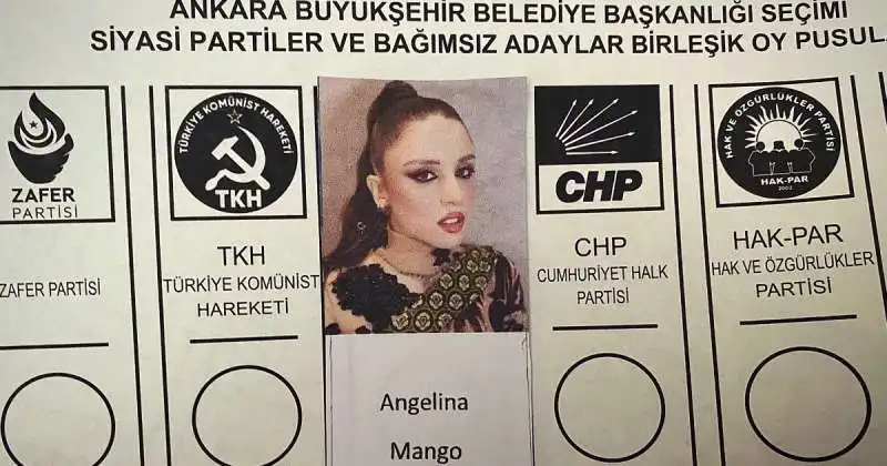 FOTO DI ANGELINA MANGO NELLE SCHEDE ELETTORALI IN TURCHIA 