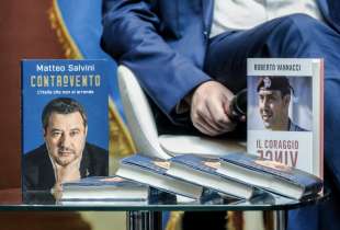 i libri di salvini e vannacci al tempio di adriano presentazione del libro controvento