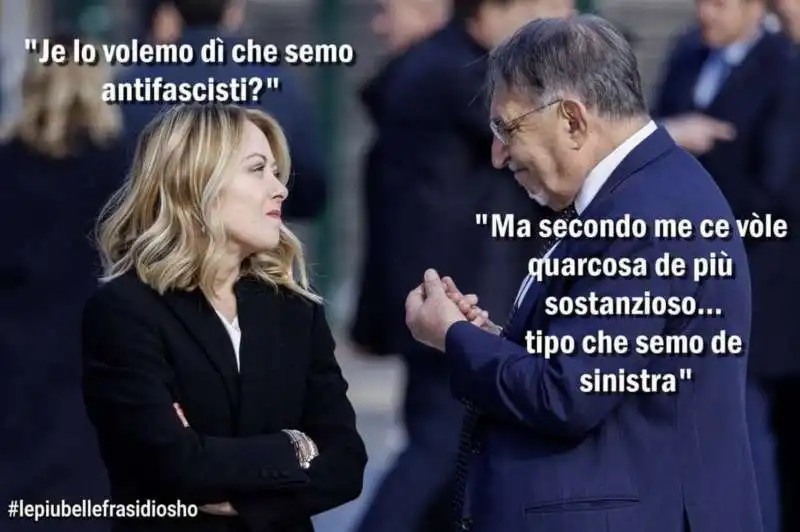 IL 25 APRILE DI GIORGIA MELONI E IGNAZIO LA RUSSA - MEME BY OSHO 