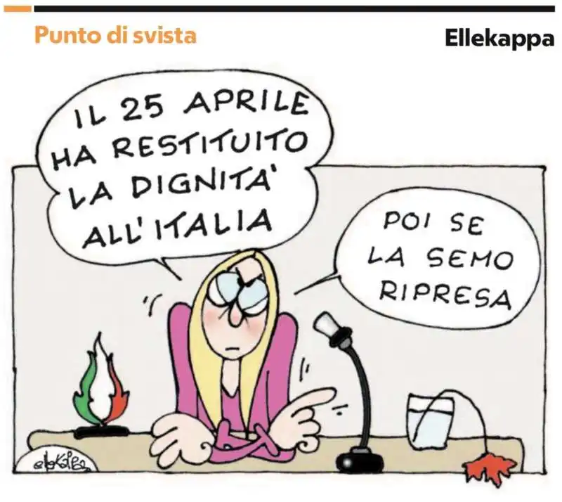 IL 25 APRILE DI GIORGIA MELONI - VIGNETTA BY ELLEKAPPA 