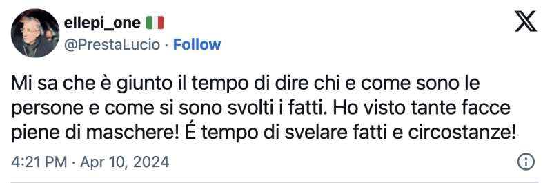 IL NUOVO TWEET DI LUCIO PRESTA CONTRO AMADEUS