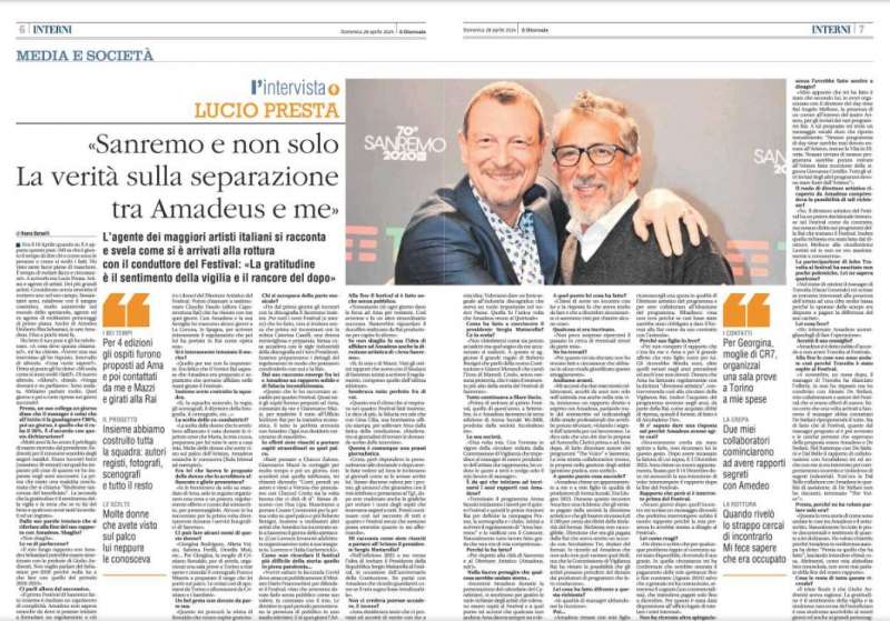 INTERVISTA DI HOARA BORSELLI A LUCIO PRESTA - IL GIORNALE - DOMENICA 28 APRILE 2024