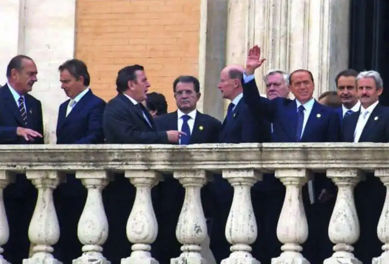 jacques chirac   tony blair   gerhard schroeder   romano prodi   silvio berlusconi   jose zapatero   roma 2004