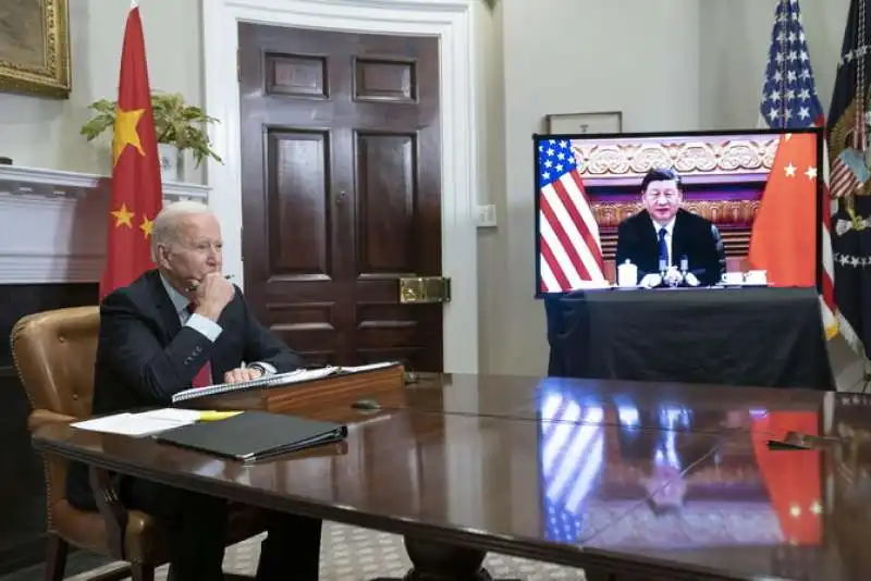 joe biden in videocollegamento con xi jinping