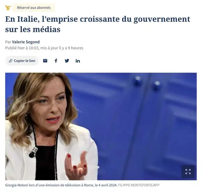 l editoriale de le figaro su giorgia meloni