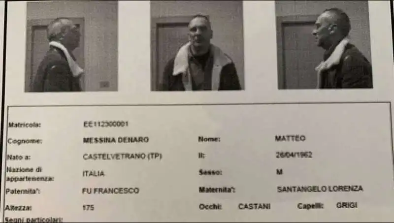 la scheda segnaletica di matteo messina denaro