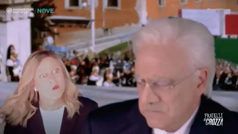 maurizio crozza impersona giorgia meloni e sergio mattarella 