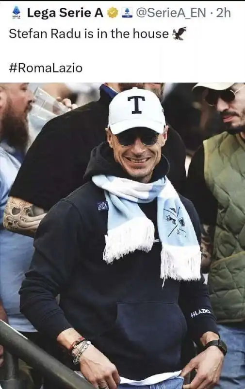 stefan radu allo stadio con indosso il simbolo delle ss durante il derby pubblicata dall'account inglese della lega serie a 