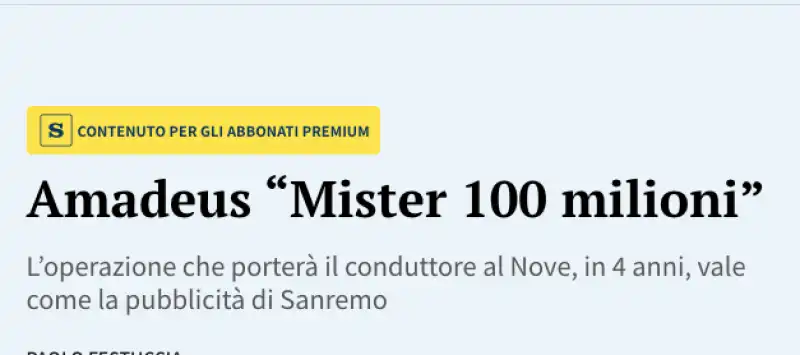 TITOLO LA STAMPA SU AMADEUS