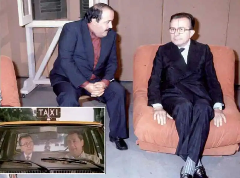 ANDREOTTI E MAURIZIO COSTANZO A BONTA LORO NEL RIQUADRO ANDREOTTI NE IL TASSINARO CON ALBERTO SORDI 