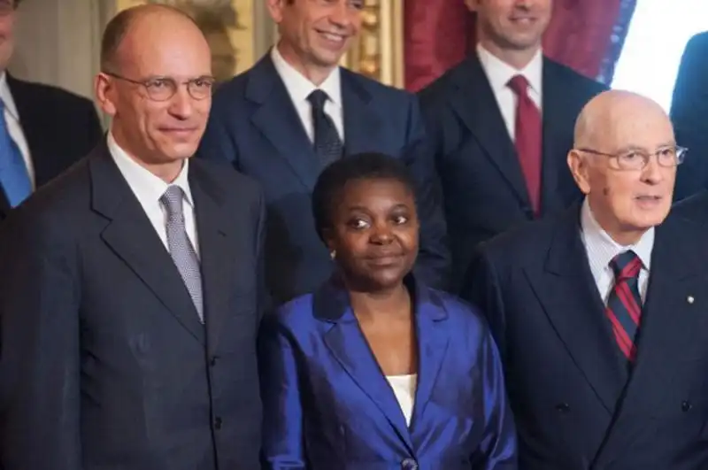 cecile kyenge tra enrico letta e giorgio napolitano 