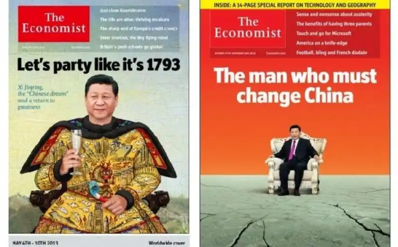 LE DUE COPERTINE DEDICATE A XI JINPING DALL ECONOMIST