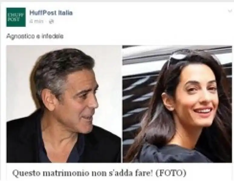 ERRORE NELLA DIDASCALIA DELLHUFFINGTON POST SUL PEZZO DI GEORGE CLOONEY E LA NUOVA COMPAGNA 