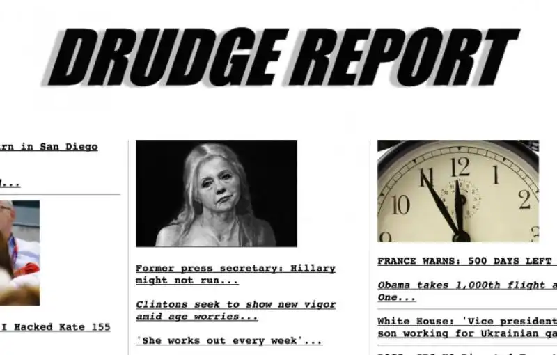 L IMMAGINE DI HILLARY CLINTON SUL DRUDGE REPORT 