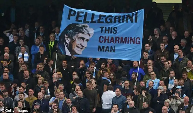 MANCHESTER CITY STRISCIONE PER MANUEL PELLEGRINI 