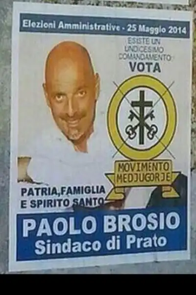 il manifesto fake di paolo brosio sindaco di prato 