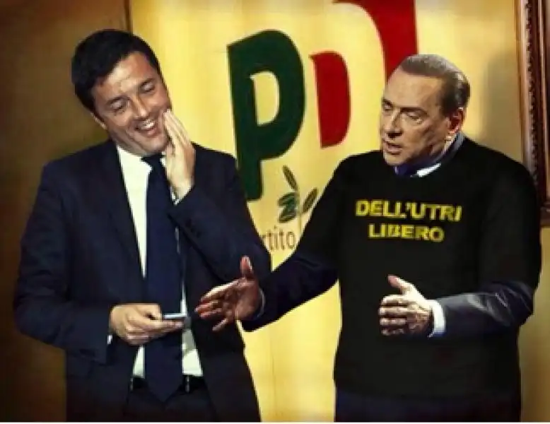 RENZI E BERLUSCONI CON MAGLIETTA SU DELLUTRI 