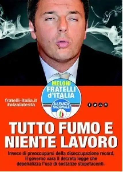 RENZI TUTTO FUMO E NIENTE LAVORO