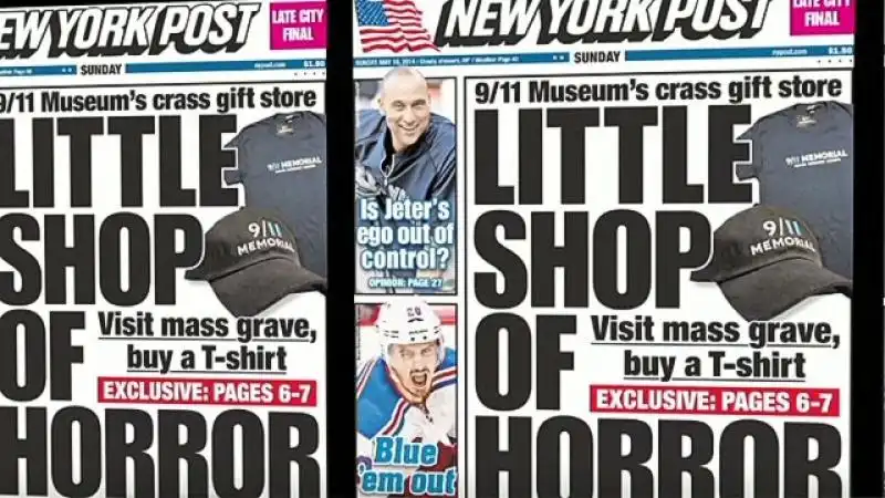 il new york post titola piccola bottega degli orrori sul museo memoriale dell undici settembre 