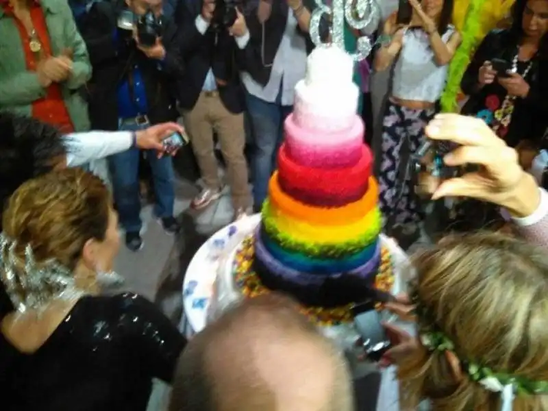 barbara durso con la torta arcobaleno 2