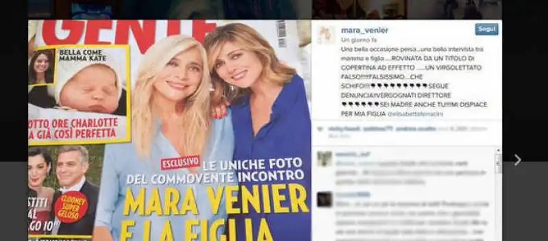 copertina gente mara venier e sua figlia elisabetta