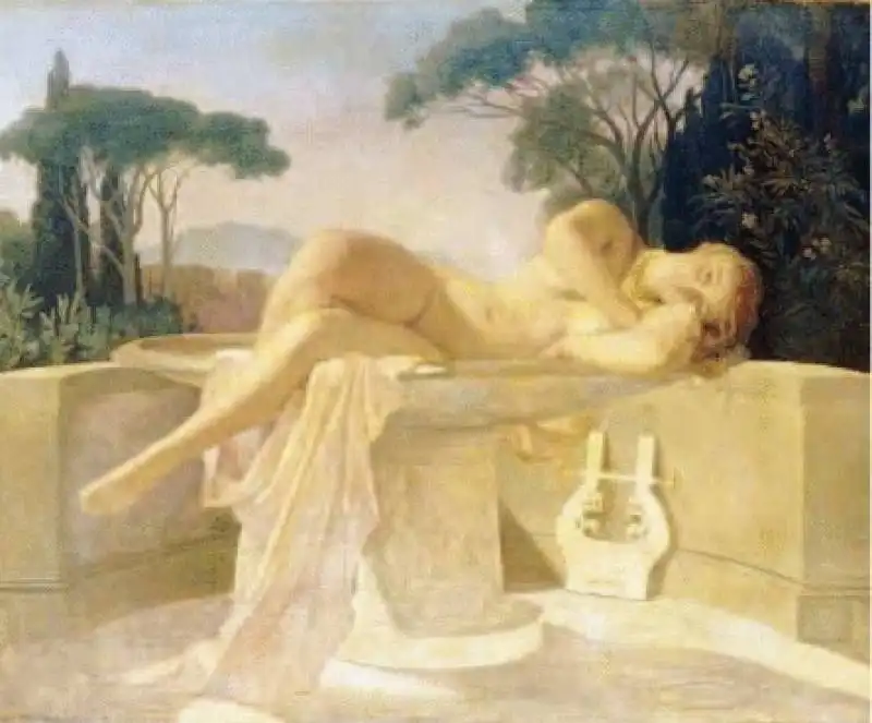 paul delaroche   fanciulla nuda in un labrum pompeiano