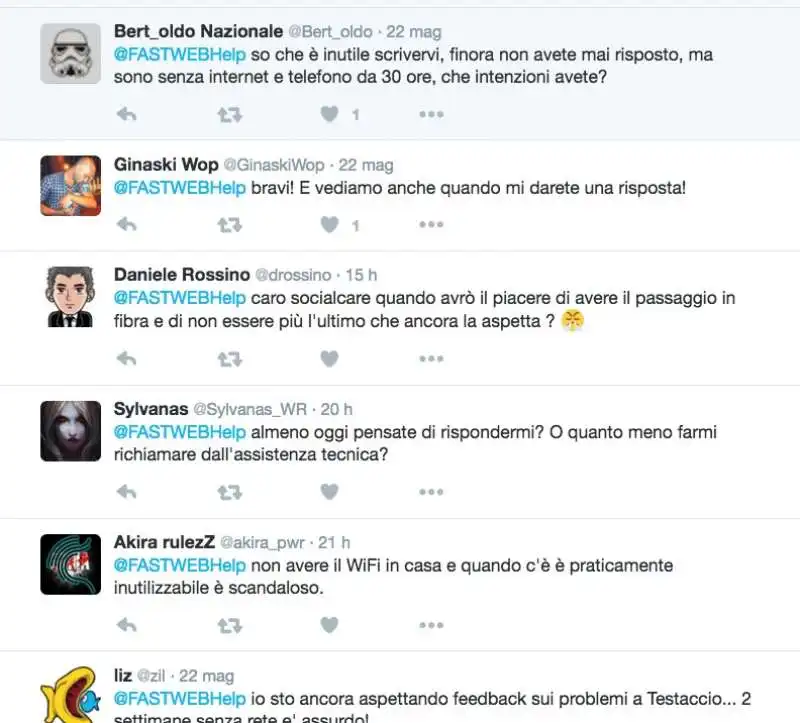 tweet sul disservizio fastweb a roma  4