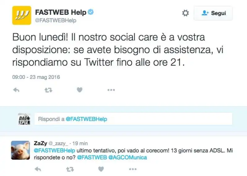 tweet sul disservizio fastweb a roma  5