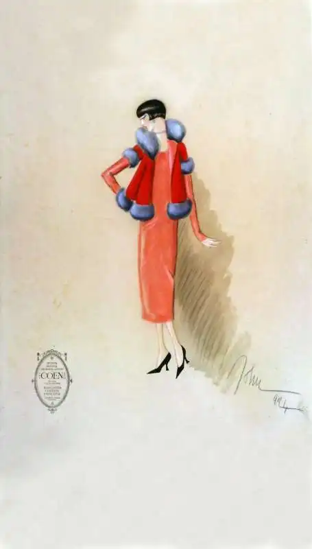   009 19a john guida, 1924, disegno, tecnica mista cm 50x70 su cartone per i magazzini coen, courtesy collezione giordani aragno