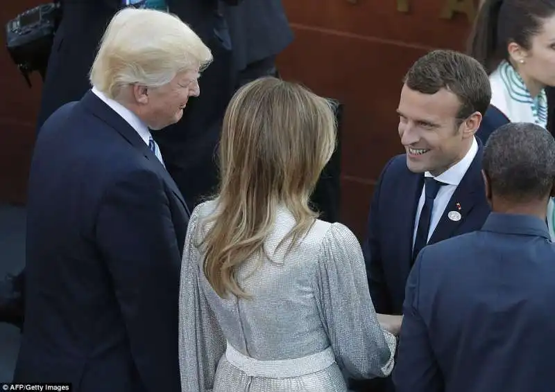 donald e melania trump con macron a taormina