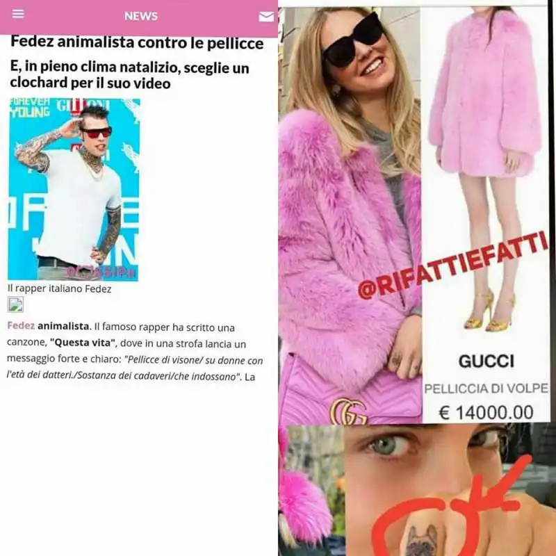 fedez animalista contro le pellicce e chiara ferragni impellicciata