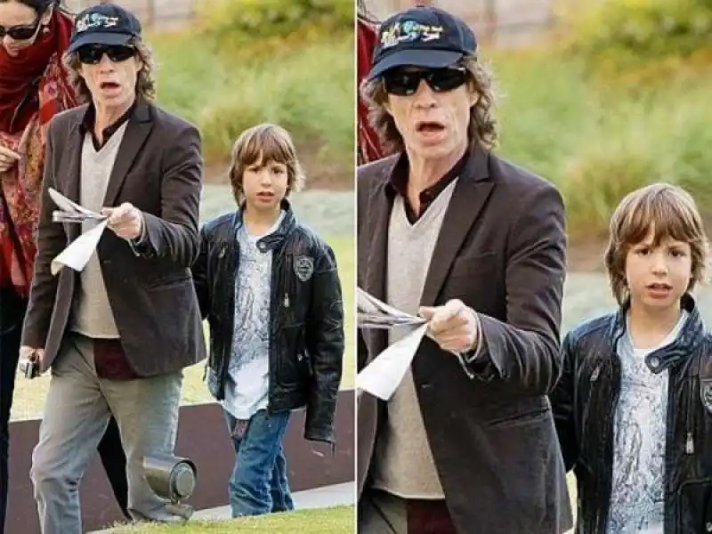 MICK JAGGER CON IL FIGLIO