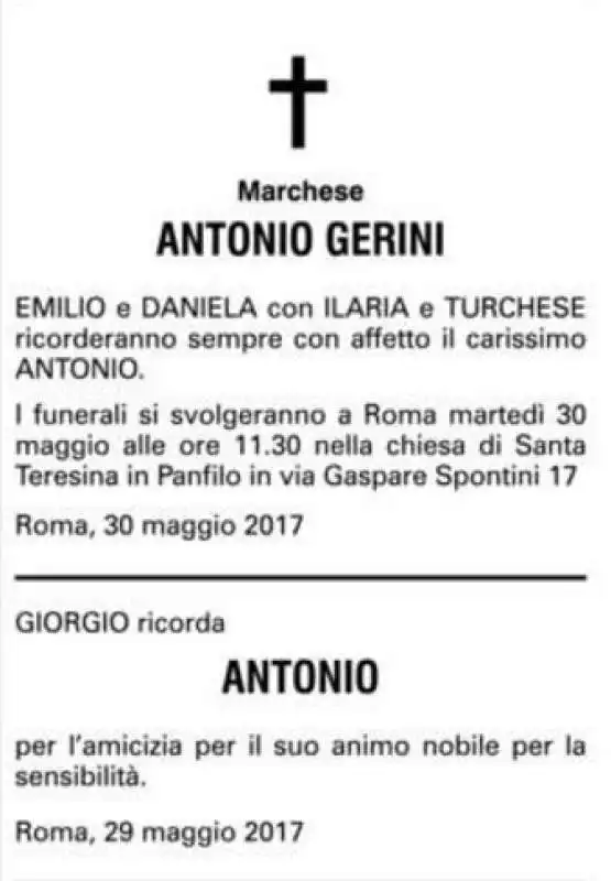 NECROLOGIO ANTONIO GERINI