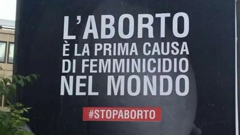 'aborto prima causa di femminicidio'   manifesto della fondazione citizen go a roma 3