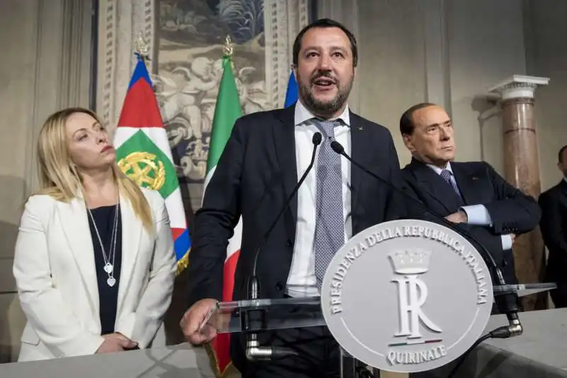 BERLUSCONI SALVINI MELONI AL QUIRINALE