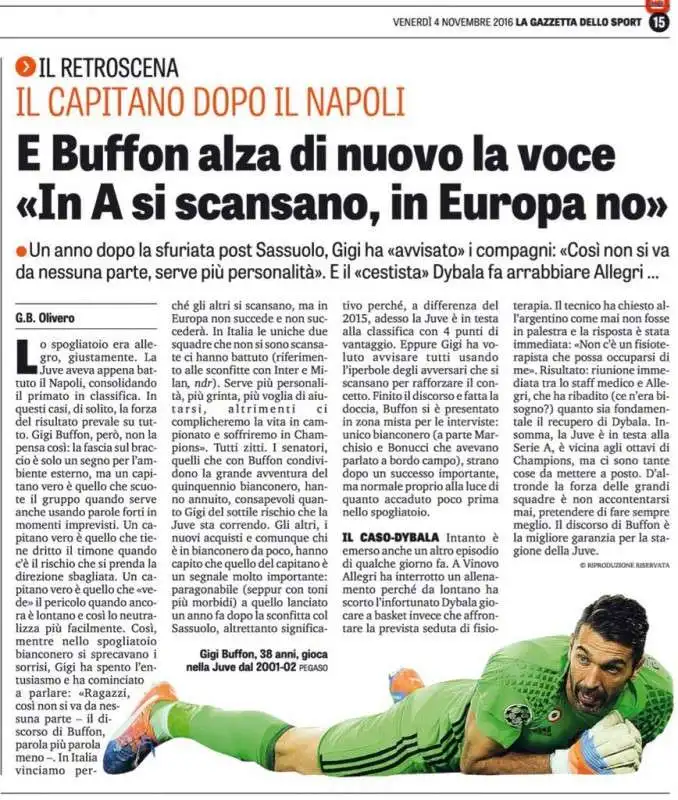 GIGI BUFFON - IN SERIE A SI SCANSANO IN EUROPA NO