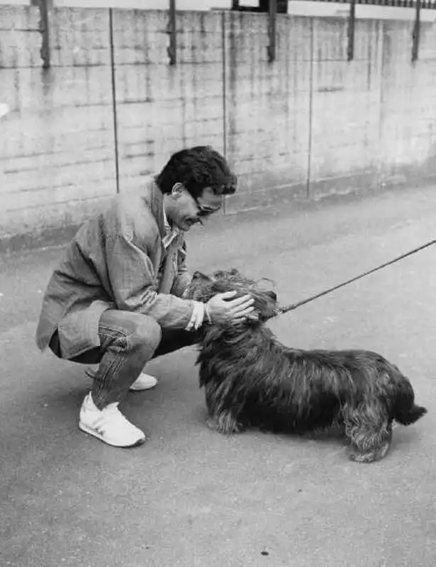 il canaro esce dal carcere e accarezza un cane foto barillari