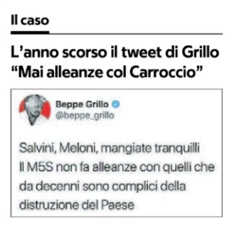 IL TWEET DI GRILLO CONTRO L ALLEANZA CON LA LEGA