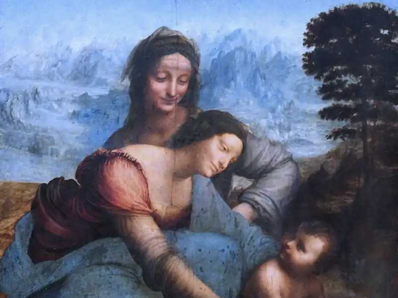 leonardo   sant' anna, la vergine e il bambino con l' agnellino